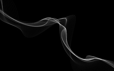 Dark abstract background with a glowing abstract waves