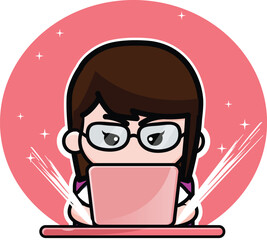 a focused woman diligently working on her laptop