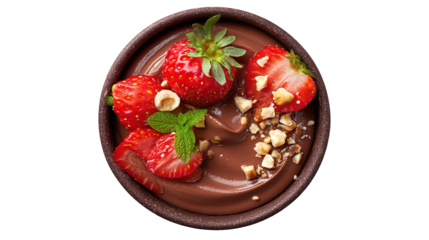 Assorted smoothies Banana Strawberry Cherry Apple Pineapple Mango topped with strawberries coconut shreds chia seeds and rose petals in a coconut shell bowl