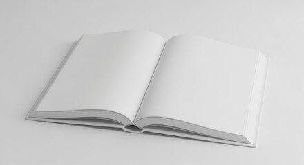 Open Blank Notebook with White Pages on Light Gray Surface for Creative Writing and Note Taking