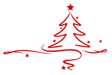 Red Christmas tree with ribbon vector illustration festive holiday decoration design