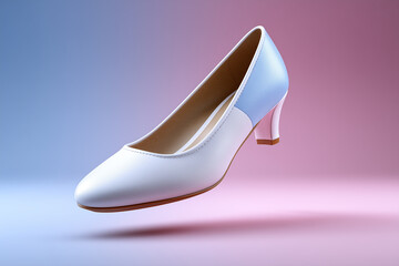 Elegant White Heel Shoe Floating Against Gradient Background Fashion Accessory