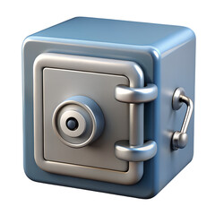 3D Render Safe Deposit Box with Key Inserted on transparent background