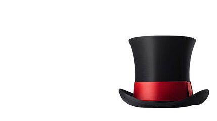 A black top hat with soft lighting isolated on white background