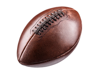 Brown leather football with black laces on black background american sport, Isolated, Png Transparent Background
