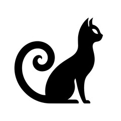 Minimalist Black Silhouette of a Scared Black Cat Halloween Clipart Design