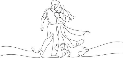 Couple dancing gracefully in a romantic embrace