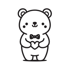 Fototapeta premium cute bear holding heart, isolated on transparent background