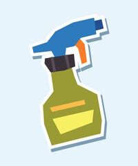 Spray Bottle Sticker with Flat Soft Color Palette in Cutout Style