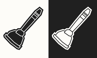Plunger Icon in Black Filled and White Filled Cutout Style