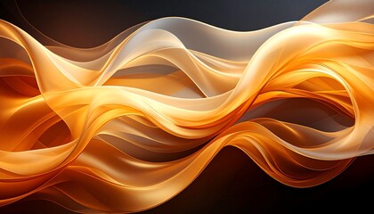 Abstract swirling golden and amber waves on black background