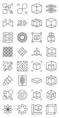 Isometric Abstract Symbol Collection set of web icons in line style. isometric, abstract, symbol, icon, design, 3d and minimal. Vector illustration