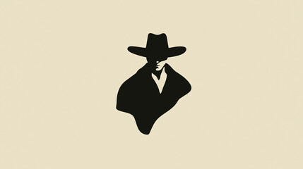 Mystery Cowboy Silhouette, Abstract Design for Noir & Western Branding
