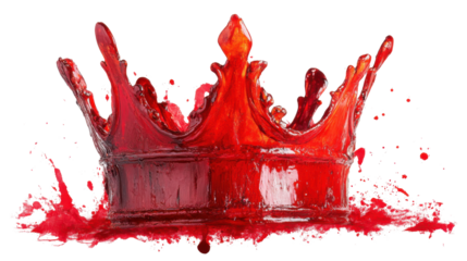 Red spray stain paint royal crown on white background