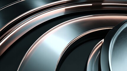 Abstract Metallic Background Modern Design Elegant Silver Brushed Metal Texture Dark Grey Curves 3D 