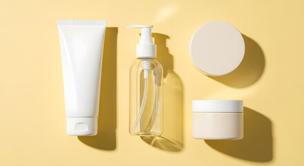 Elegant skincare products arranged for modern beauty advertising and branding