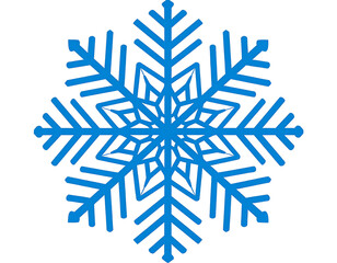 Flat Vector Snowflake Icon with Bold Lines and Geometric Pattern, Minimalist Design, Transparent PNG