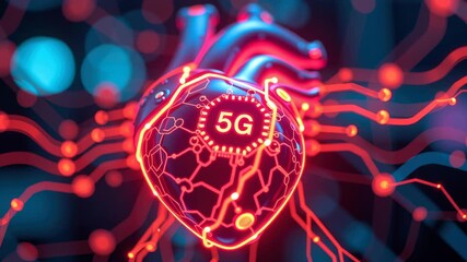 Exploring Technology and Health 5G Connectivity Enhances Innovation and Heart in Vibrant Digital Network for Well Being - Powered by Adobe
