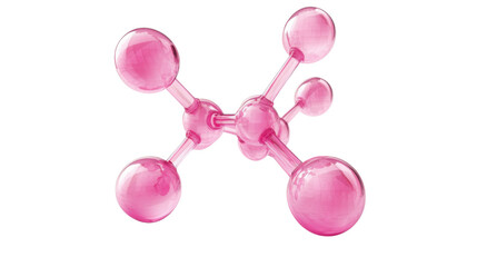 pink molecule structure 3d render icon on white background