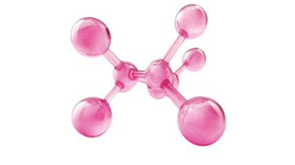 pink molecule structure 3d render icon on white background