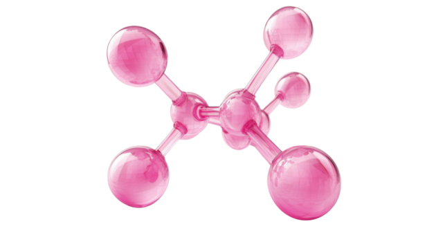 pink molecule structure 3d render icon on white background