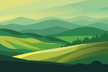 Peaceful Mountain Landscape Illustration