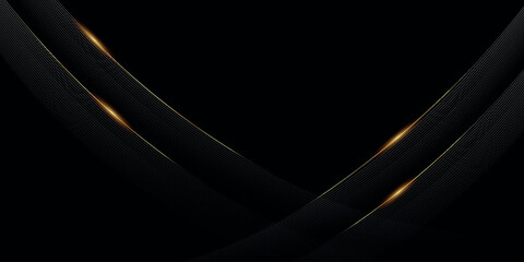 Black abstract background with luxurious and elegant golden curved lines. Vector illustration. Vol. 3