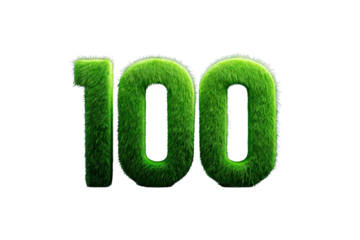 Green Grass Number One Zero Zero with Lush Texture on Transparent Background