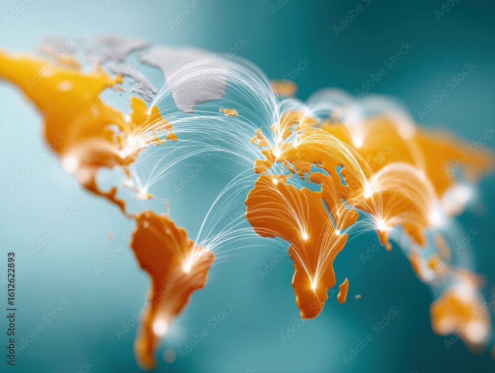Aufkleber premium modern global network map with illuminated signal lines and nodes authentic tech innovation 