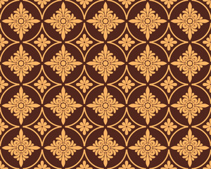 A seamless beige pattern on a brown background suitable for textile, fabric, wallpaper, wrapping paper, and other digital prints.