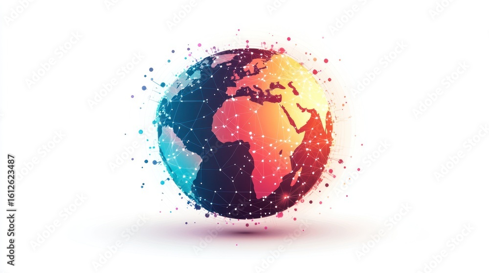 Poster abstract global network sphere, showing interconnectedness. possible use stock photo