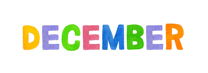 DECEMBER（ディッセンバー・12月）のカラフルな手書き文字