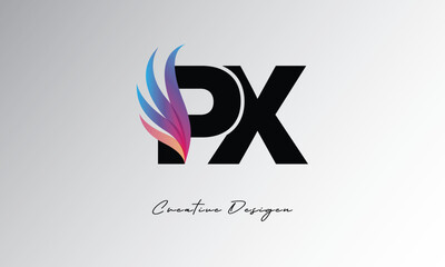 PX Feather Gradient Logo – Elegant Wing Monogram for Modern Branding & Visual Identity Design