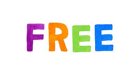 FREE（フリー・自由）のカラフルな手書き文字