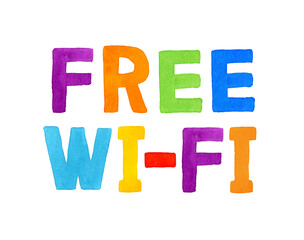 FREE WI-FI（フリーワイファイ）のカラフルな手書き文字