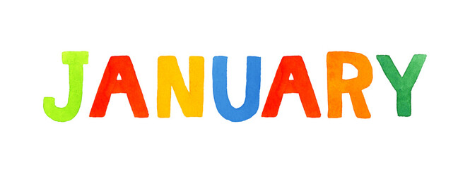 JANUARY（ジャニュアリー・1月）のカラフルな手書き文字