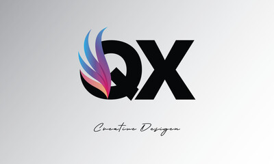 QX Feather Gradient Logo – Elegant Wing Monogram for Modern Branding & Visual Identity Design