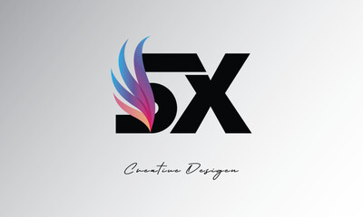 SX Feather Gradient Logo &ndash; Elegant Wing Monogram for Modern Branding & Visual Identity Design