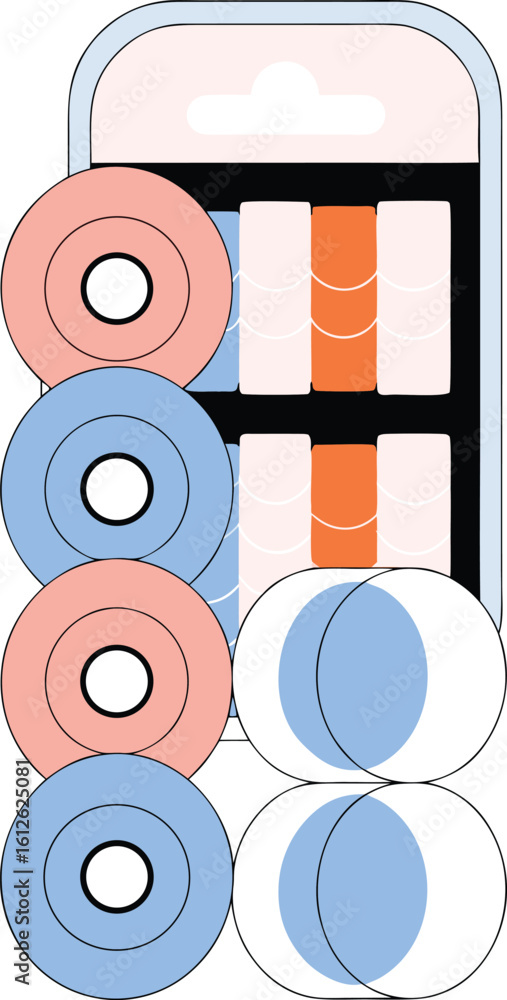 Poster abstract geometric pattern with circles and rectangles on transparent background