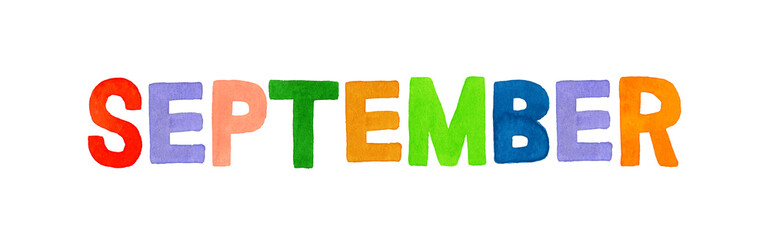 SEPTEMBER（セプテンバー・9月）のカラフルな手書き文字