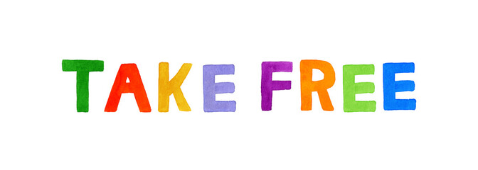 TAKE FREE（テイクフリー）のカラフルな手書き文字