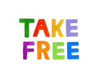 TAKE FREE（テイクフリー）のカラフルな手書き文字