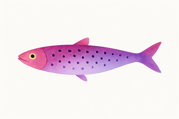 Colorful funky crayon drawn decorative sardines. Cartoon stickers of fish. Bright doodle illustration with pencil cute texture. Kid drawn sardine, tuna, salmon, mackerel. Playful portugal fish