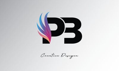 PB Feather Gradient Logo – Elegant Wing Monogram for Modern Branding & Visual Identity Design