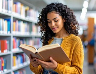 Reading a Book in the Library
