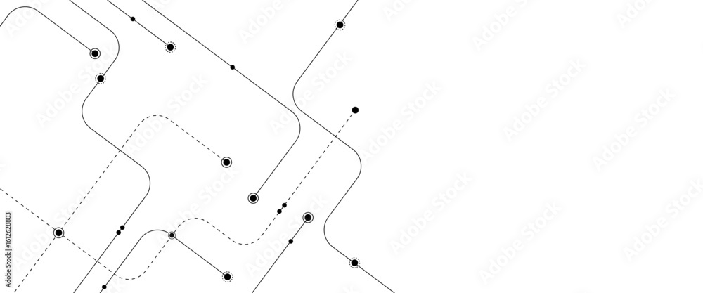 Poster vector simple technology graphic background. abstract geometric circuit connect lines and dots.