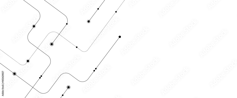 Poster vector simple technology graphic background. abstract geometric circuit connect lines and dots.