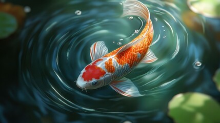 Japanese koi fish in pond