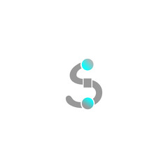 Curved S with Cyan Dot Highlights