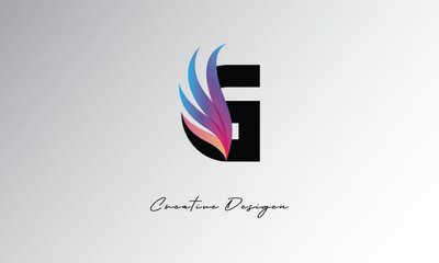 Obraz premium G Feather Gradient Logo – Elegant Wing Monogram for Modern Branding & Visual Identity Design